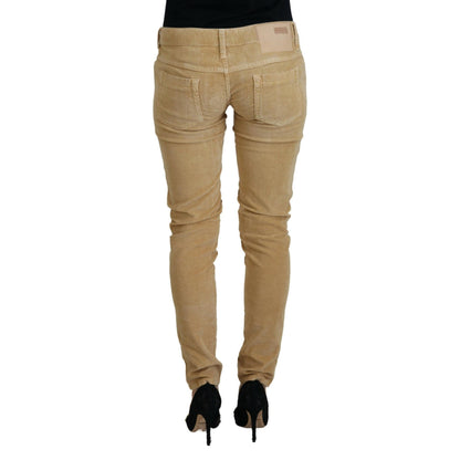 Acht Brown Cotton Corduroy Low Waist Women Casual Jeans