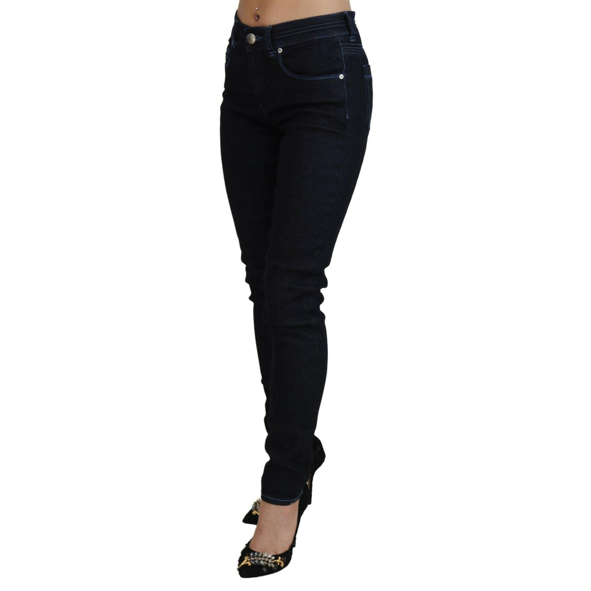 Acht Dark Blue Low Waist Slim Fit Women Denim Jeans