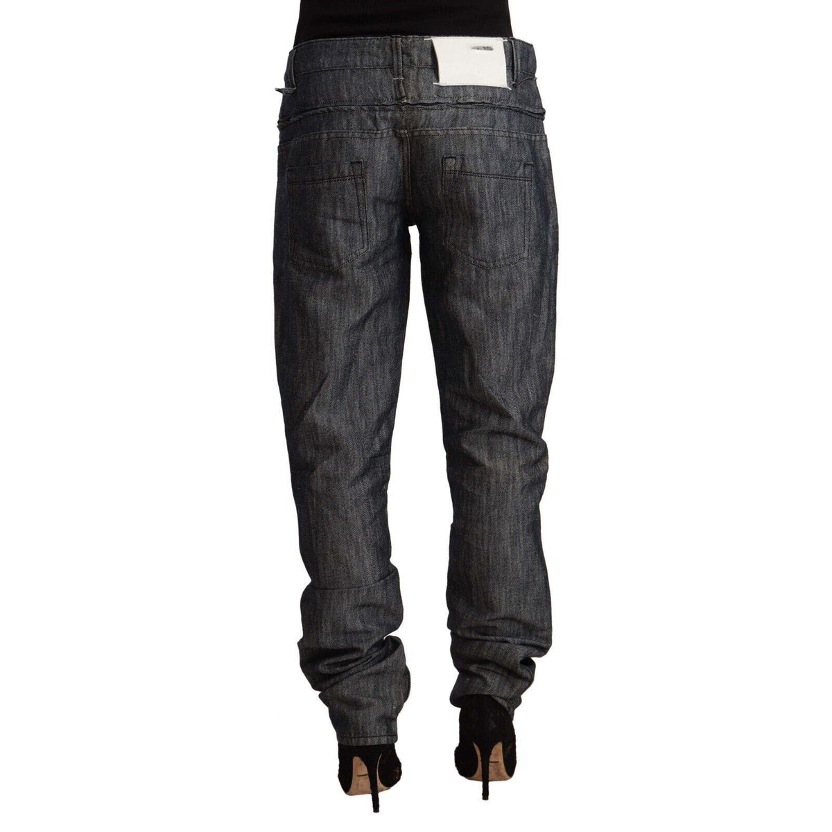 Acht Dark Gray Ramie Mid Wide Waist Straight Denim Jeans