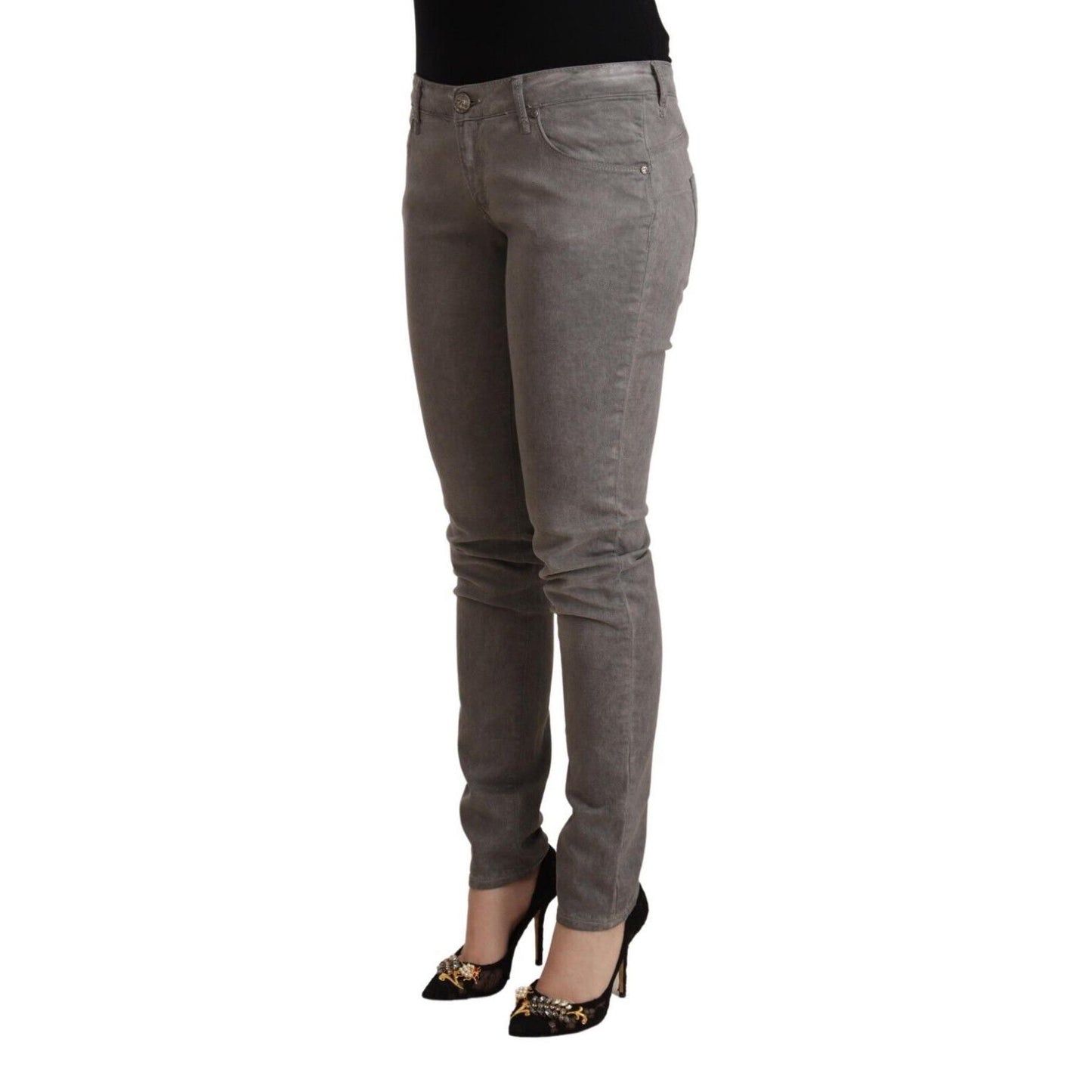 Acht Gray Cotton Low Waist Skinny Push Up Denim Jeans