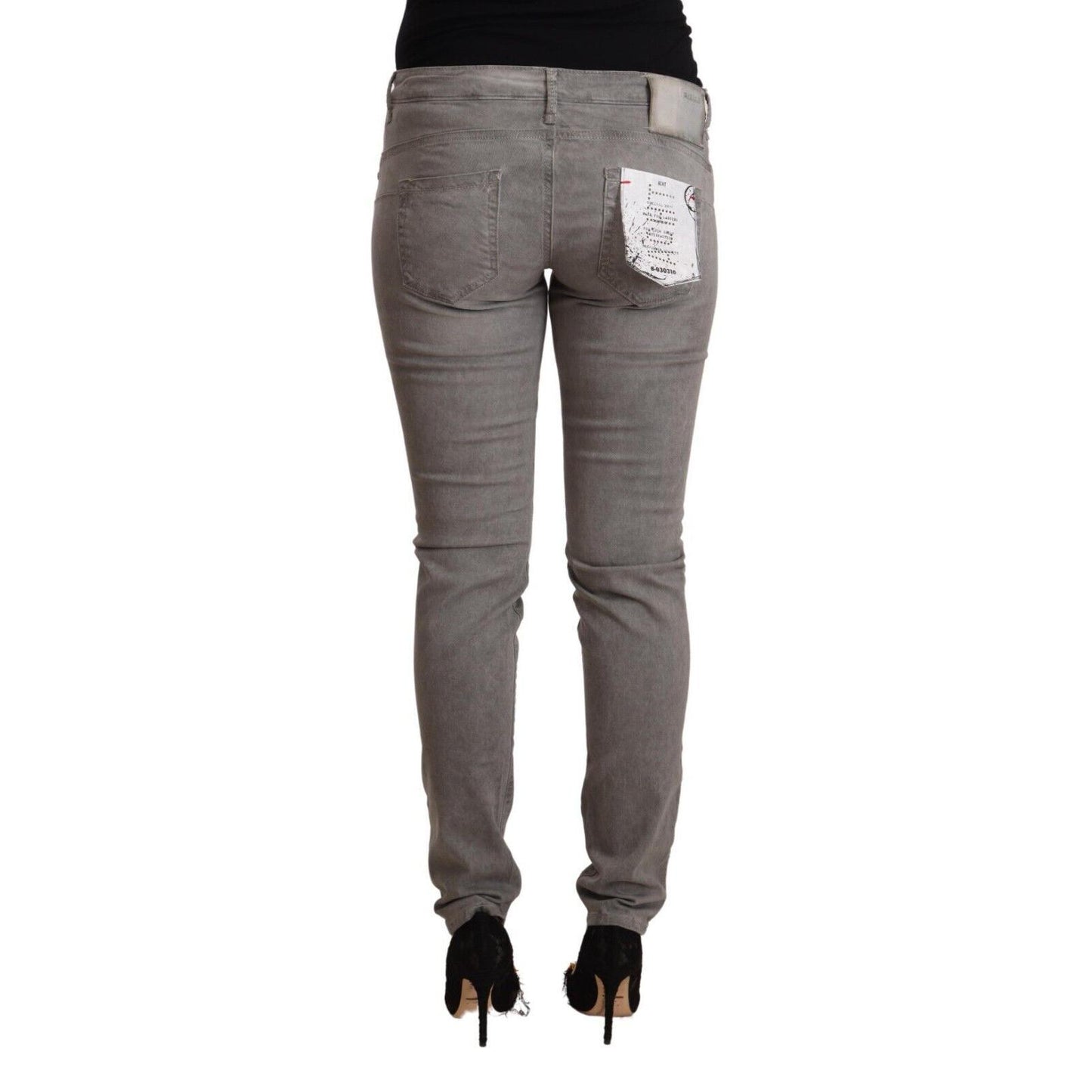 Acht Gray Cotton Low Waist Skinny Push Up Denim Jeans