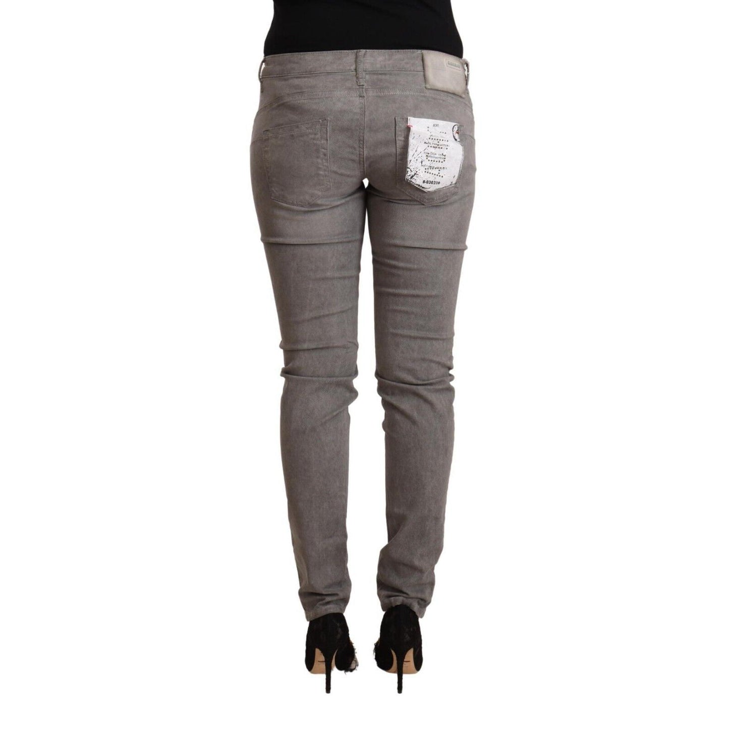 Acht Gray Cotton Low Waist Skinny Push Up Denim Jeans
