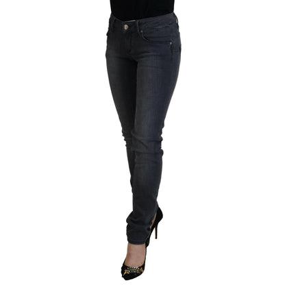 Acht Gray Cotton Skinny Low Waist Women Casual Denim Jeans
