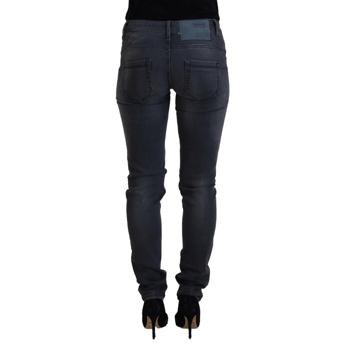 Acht Gray Cotton Skinny Low Waist Women Casual Denim Jeans