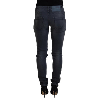 Acht Gray Cotton Skinny Low Waist Women Casual Denim Jeans