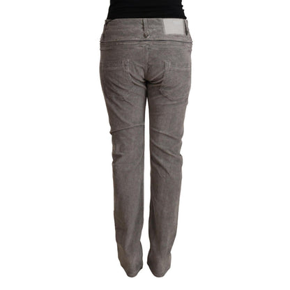 Acht Gray Cotton Straight Fit High Waist Pants