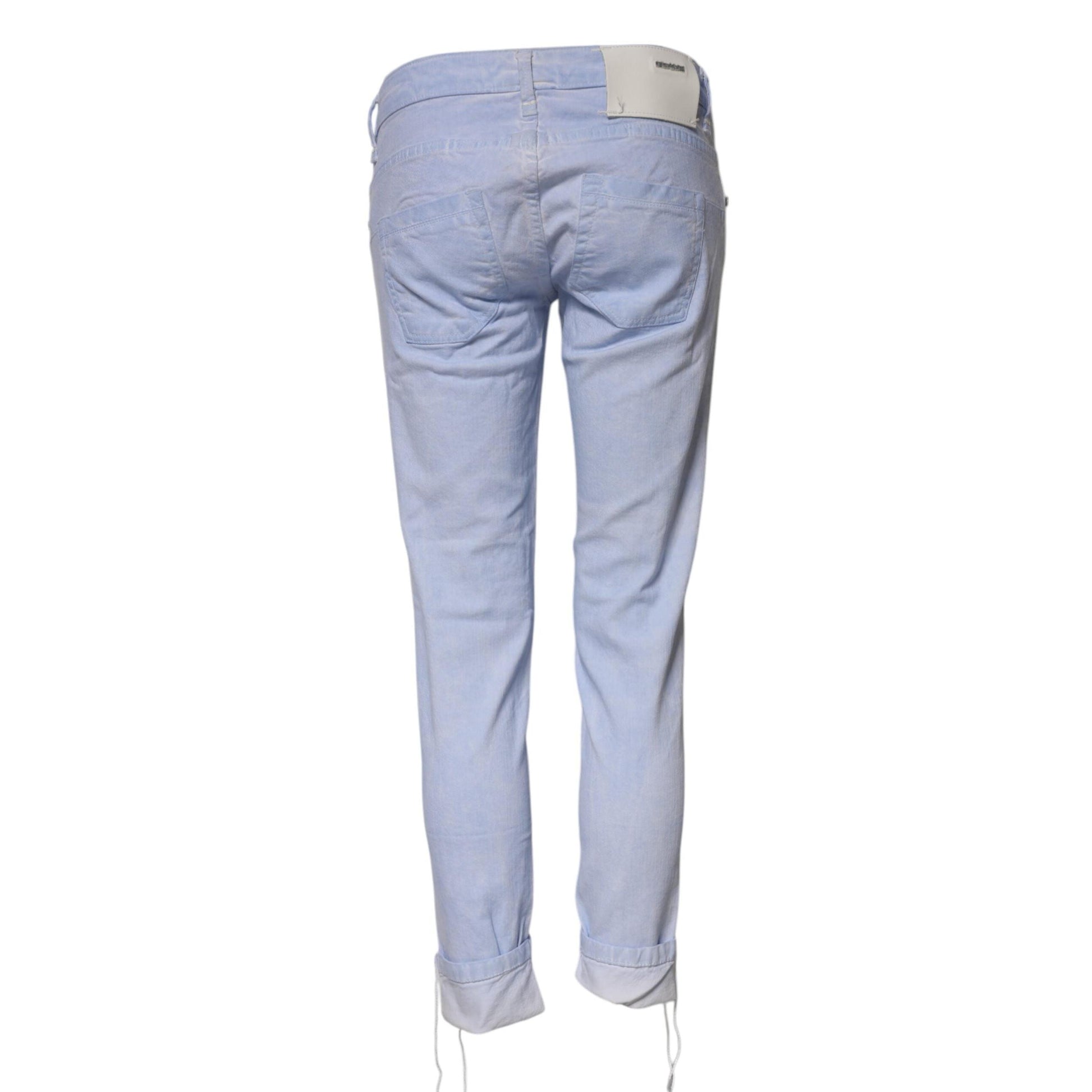 Acht Light Blue Cotton Slim Fit Denim Low Waist Denim Jeans