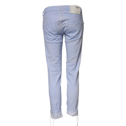 Acht Light Blue Cotton Slim Fit Denim Low Waist Denim Jeans