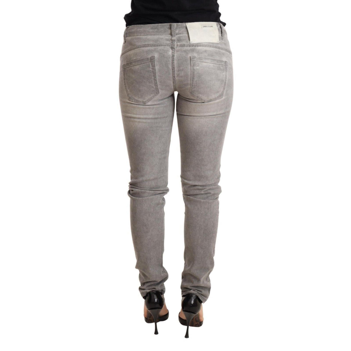 Acht Light Gray Washed Cotton Slim Fit Denim Women Trouser Jeans