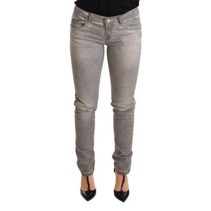 Acht Light Gray Washed Cotton Slim Fit Denim Women Trouser Jeans