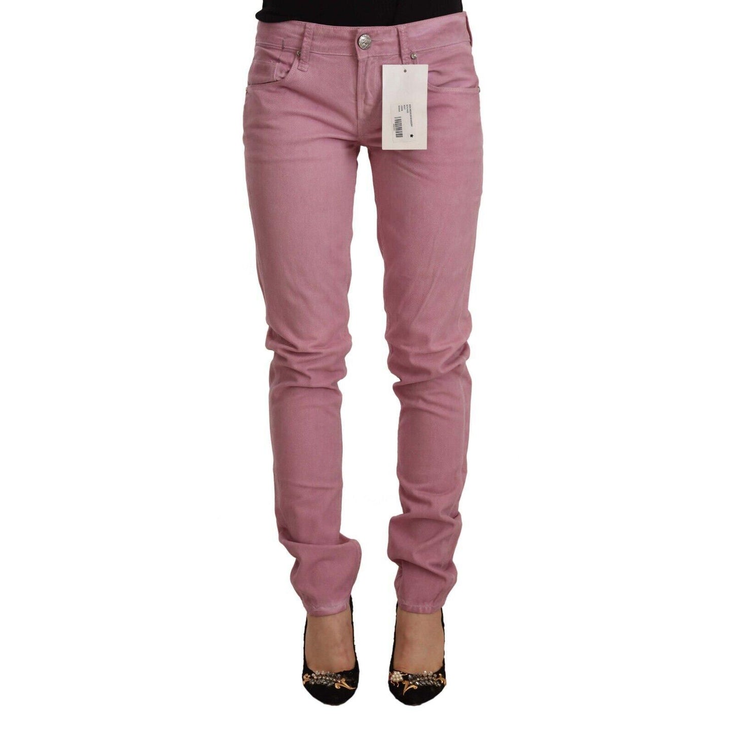 Acht Pink Cotton Slim Fit Women Denim Skinny Jeans