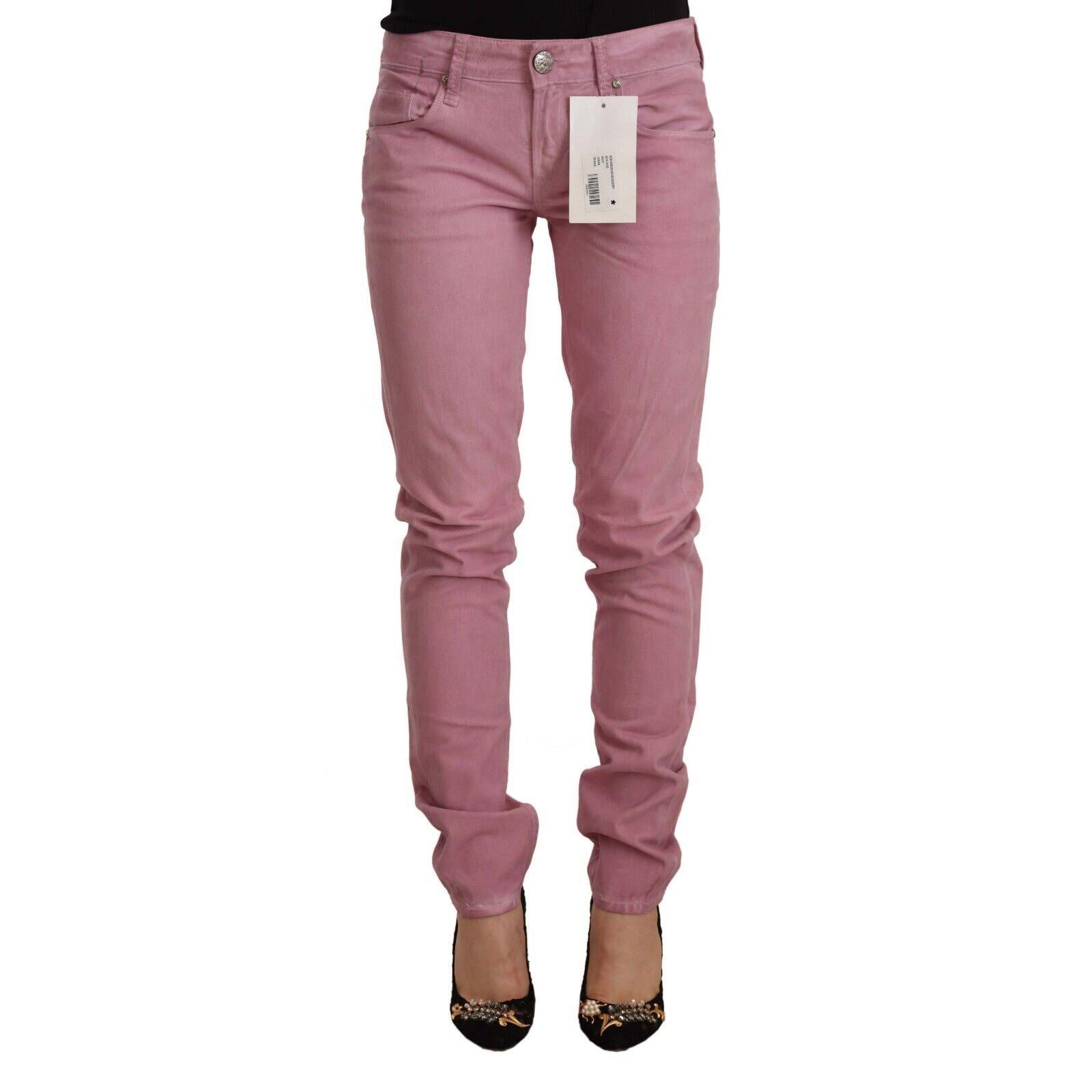 Acht Pink Cotton Slim Fit Women Denim Skinny Jeans