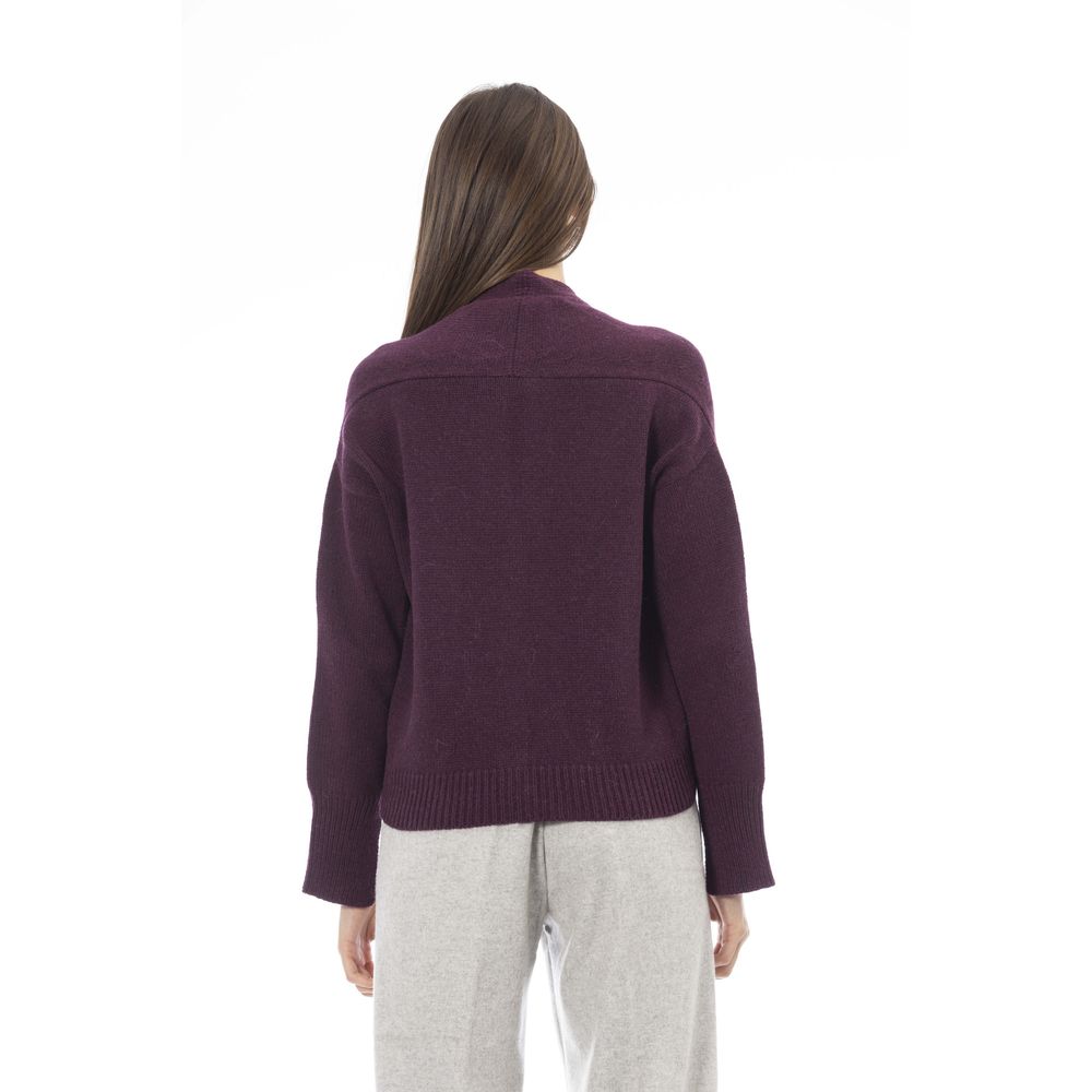 Alpha Studio Burgundy Merino Wool Women Cardigan