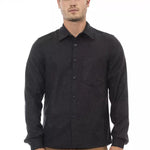 Alpha Studio Gray Wool Men Shirt-Modeoutlet