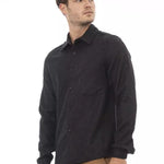 Alpha Studio Gray Wool Men Shirt-Modeoutlet