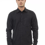 Alpha Studio Gray Wool Men Shirt-Modeoutlet