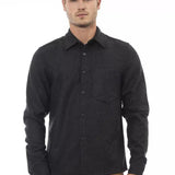 Alpha Studio Gray Wool Men Shirt-Modeoutlet