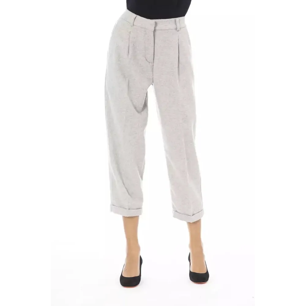 Alpha Studio Gray Wool Women Trouser