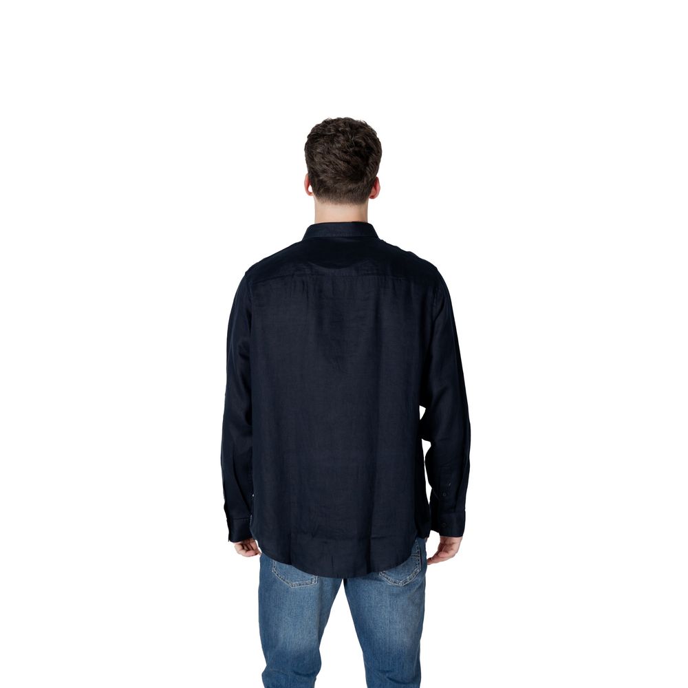 Armani Exchange Blue Linen Dress Shirt