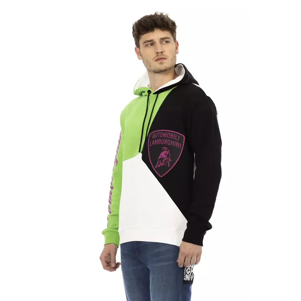Automobili Lamborghini White Cotton Men Sweater with Hood