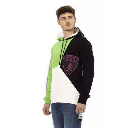 Automobili Lamborghini White Cotton Men Sweater with Hood