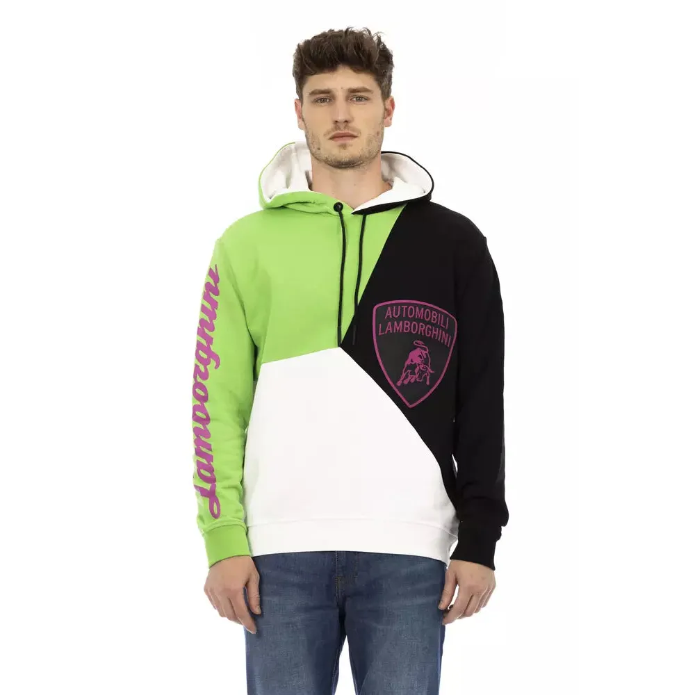 Automobili Lamborghini White Cotton Men Sweater with Hood
