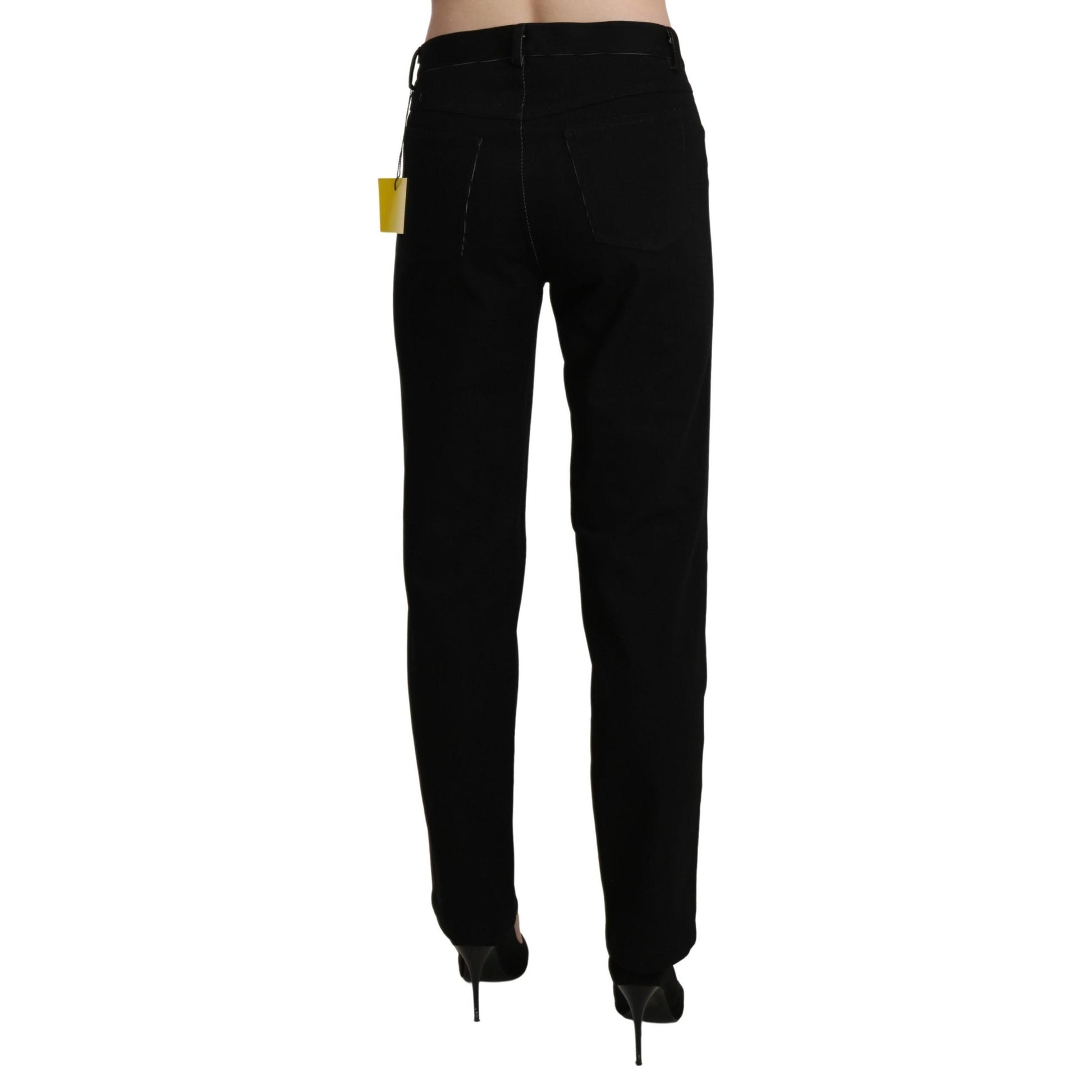 BENCIVENGA Black High Waist Straight Casual Trouser Pant