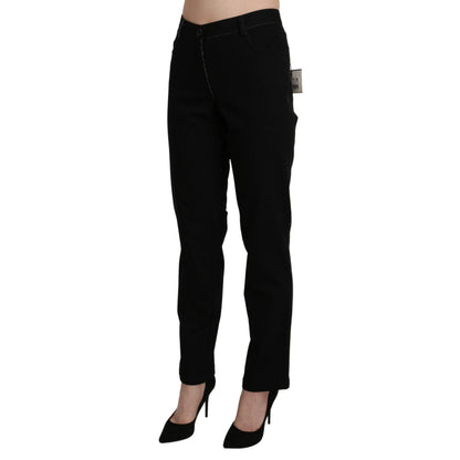 BENCIVENGA Black High Waist Straight Casual Trouser Pant