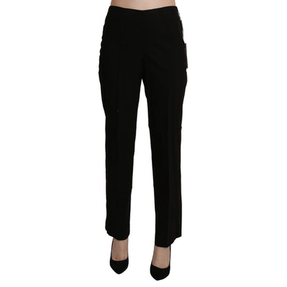 BENCIVENGA Black High Waist Straight Dress Trouser Pant
