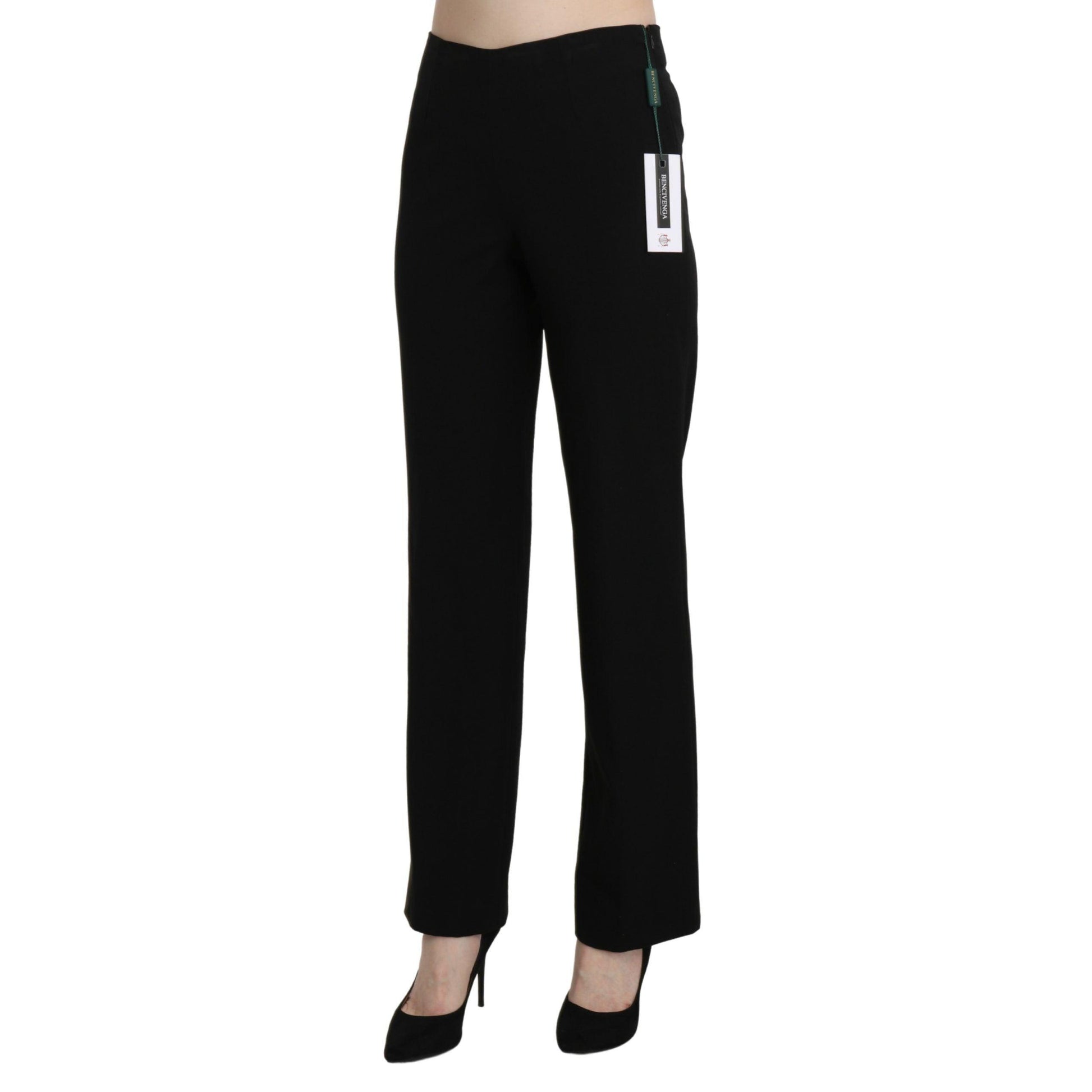 BENCIVENGA Black High Waist Straight Formal Dress Trouser