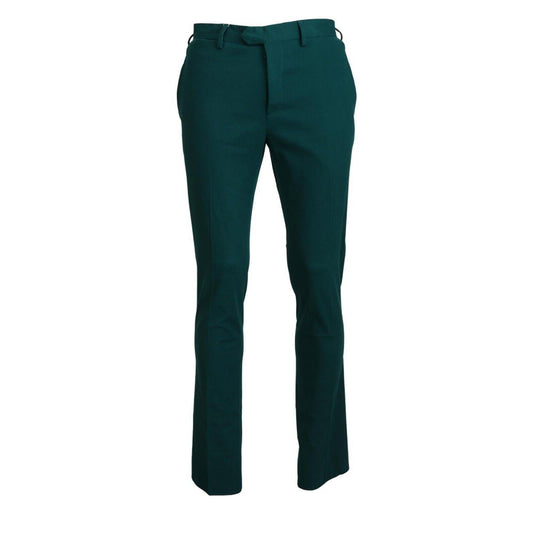 BENCIVENGA Green Straight Fit Men Formal Trousers Pants