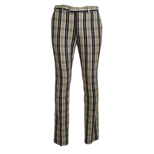 BENCIVENGA Multicolor Checkered Cotton Straight Fit Men Pants