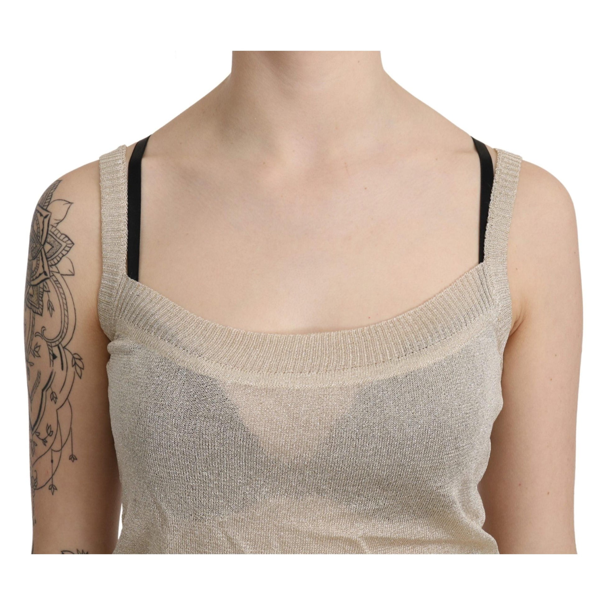 BYBLOS Beige Sleeveless Spaghetti Strap Tank See Through Top