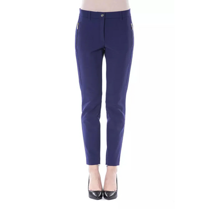 BYBLOS Blue Polyester Women's Slim-Fit Pant