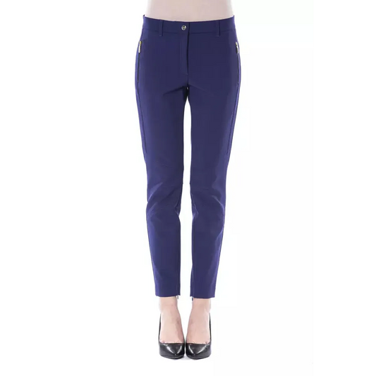 BYBLOS Blue Polyester Women's Slim-Fit Pant