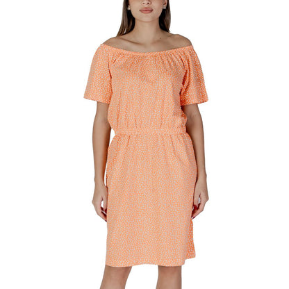 B.Young Orange Cotton Short Dress