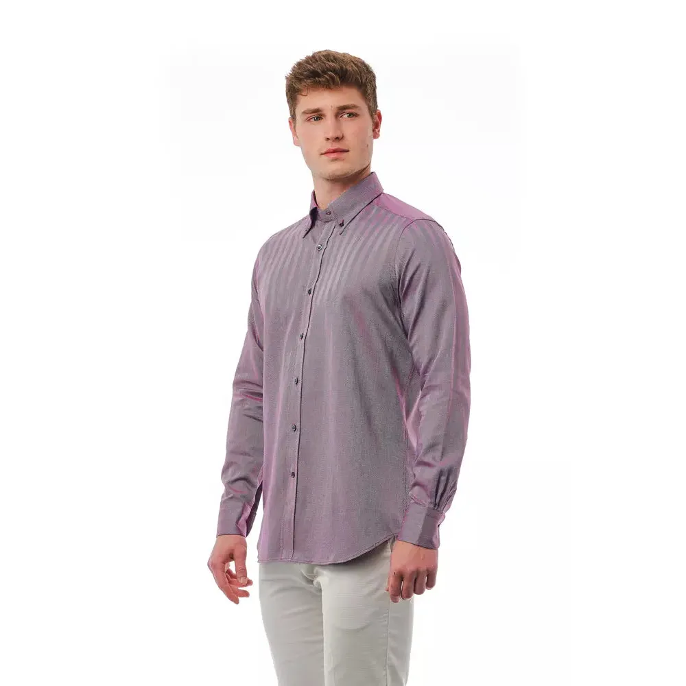 Bagutta Burgundy Cotton Men Shirt
