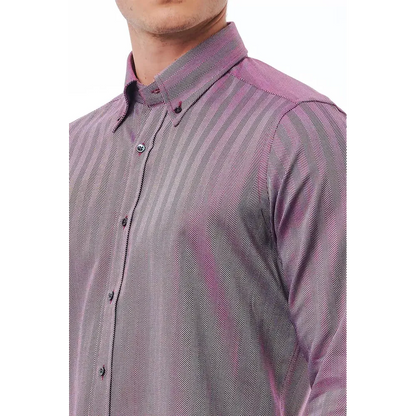 Bagutta Burgundy Cotton Men Shirt