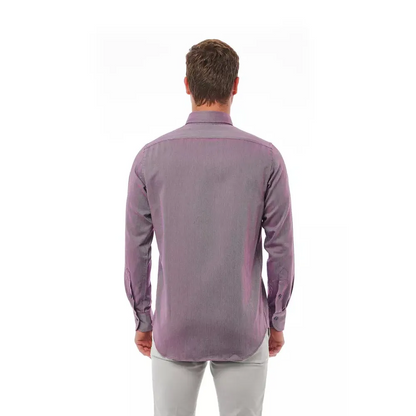 Bagutta Burgundy Cotton Men Shirt