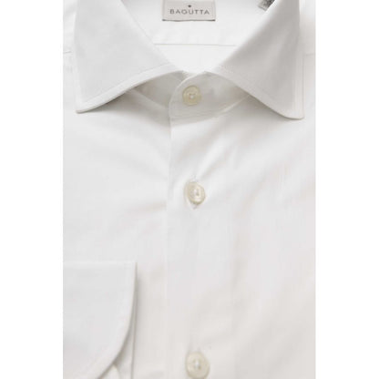 Bagutta White Cotton Men's Shirt with French Collar