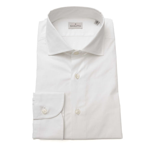Bagutta White Cotton Men's Shirt with French Collar