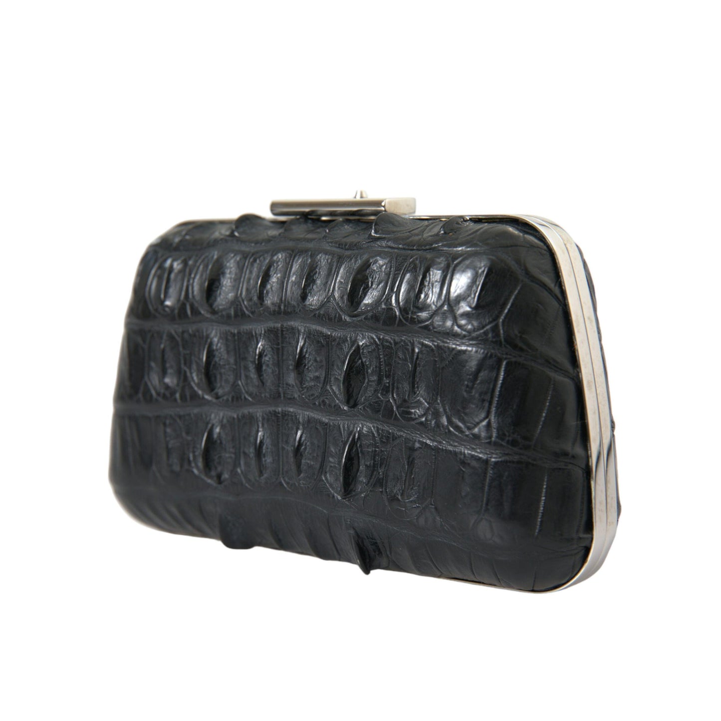 Balenciaga Black Exotic Skin Leather Shoulder Crossbody Box Clutch Bag