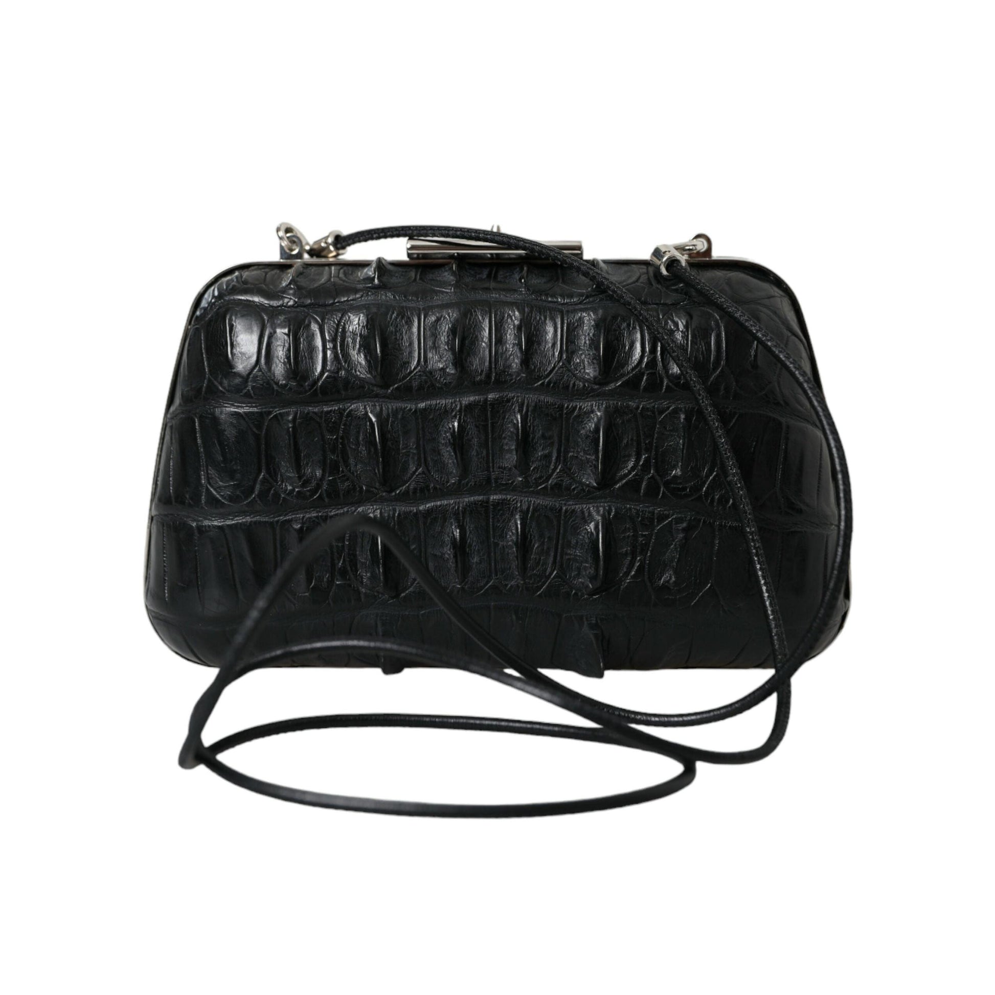 Balenciaga Black Exotic Skin Leather Shoulder Crossbody Box Clutch Bag