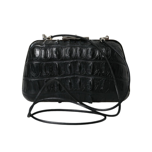 Balenciaga Black Exotic Skin Leather Shoulder Crossbody Box Clutch Bag