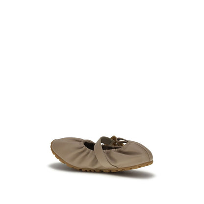 Balmain Beige Lamb Ovis Aries Aries Ballet Flats