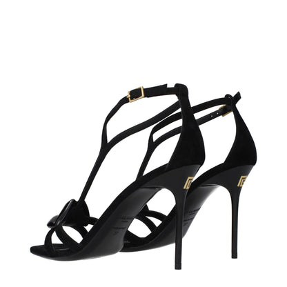 Balmain Black Leather Stiletto Heel Sandals