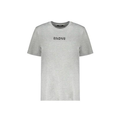 Balmain Gray Cotton T-Shirt