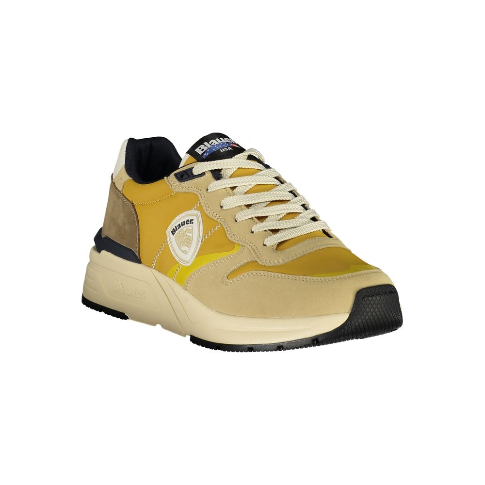 Blauer Beige Polyester Men Sneakers