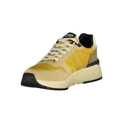 Blauer Beige Polyester Men Sneakers