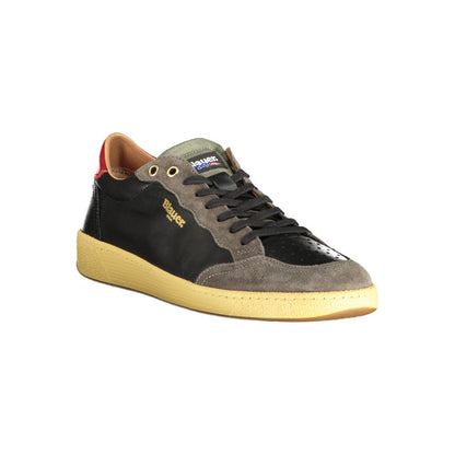 Blauer Black Leather Men Sneakers